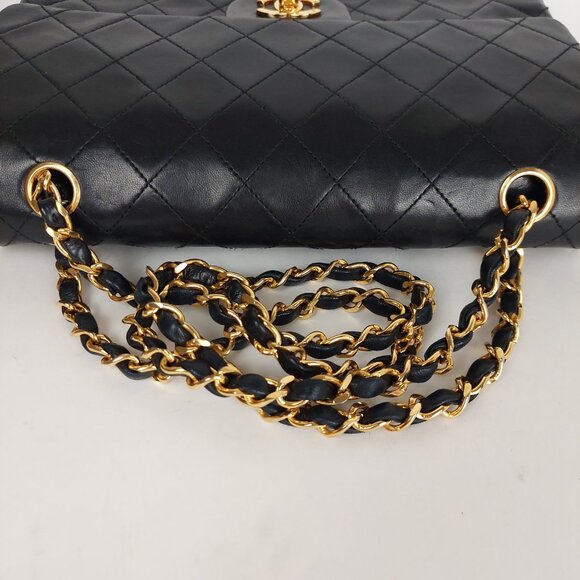 SOLD CHANEL 25 Black Double Flap Quilted Lambskin Leather Bag - Picture 10 of 16